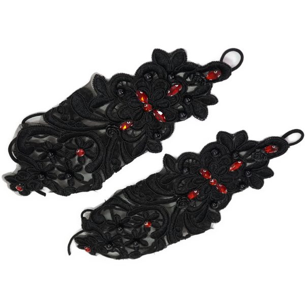 DEVIL FASHION Manchettes Gothiques ‘Flower Shaped’ Noires grande surprise 10