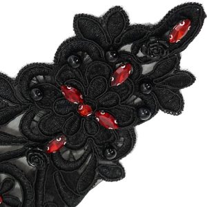 DEVIL FASHION Manchettes Gothiques ‘Flower Shaped’ Noires grande surprise 32