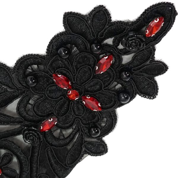 DEVIL FASHION Manchettes Gothiques ‘Flower Shaped’ Noires grande surprise 11