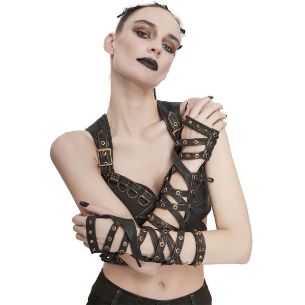 pas cher en vente DEVIL FASHION Manchettes ‘Steampunk Gear’ Marrons 3