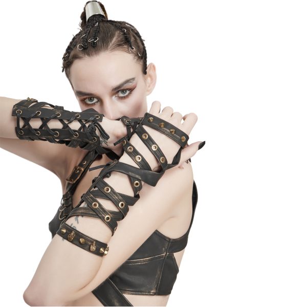 pas cher en vente DEVIL FASHION Manchettes ‘Steampunk Gear’ Marrons 4