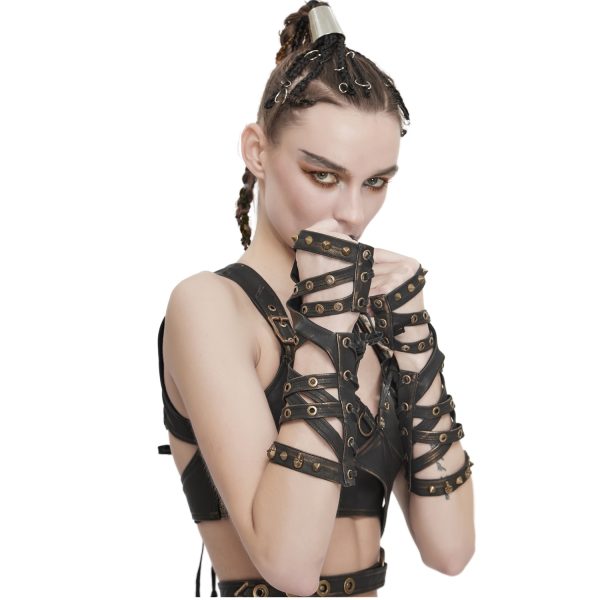 pas cher en vente DEVIL FASHION Manchettes ‘Steampunk Gear’ Marrons 5