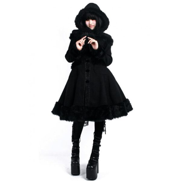 Pyon Pyon Manteau Gothic Lolita à Capuche ‘Dolly’ Noir à prix très bas 3