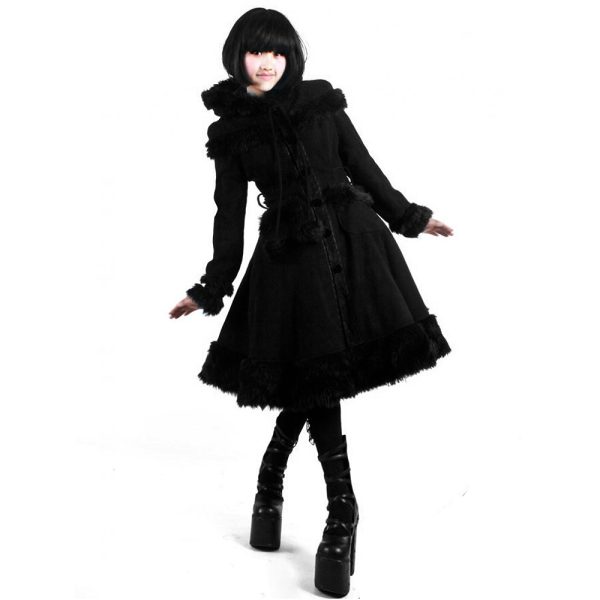Pyon Pyon Manteau Gothic Lolita à Capuche ‘Dolly’ Noir à prix très bas 5