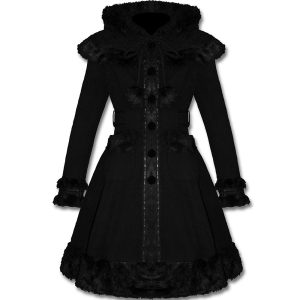 Pyon Pyon Manteau Gothic Lolita à Capuche ‘Dolly’ Noir à prix très bas 22