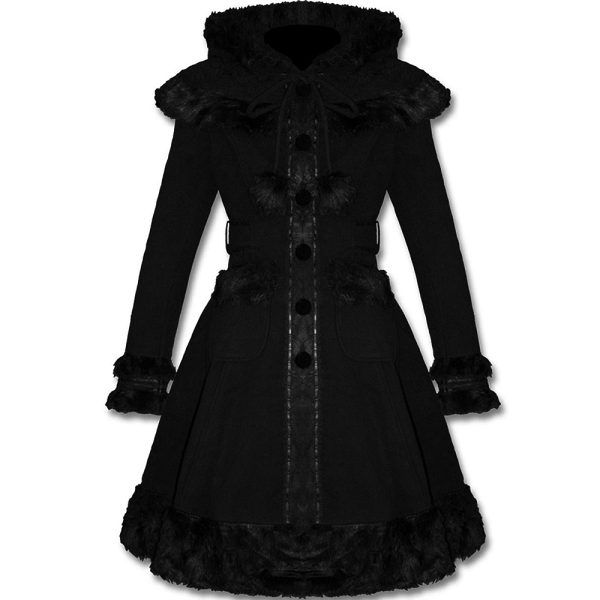 Pyon Pyon Manteau Gothic Lolita à Capuche ‘Dolly’ Noir à prix très bas 6