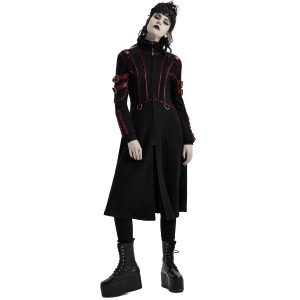 dernières PUNK RAVE Manteau Gothique ‘Bellona’ Noir Et Rouge 24