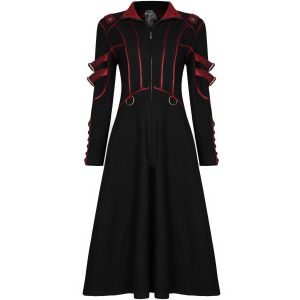 dernières PUNK RAVE Manteau Gothique ‘Bellona’ Noir Et Rouge 44