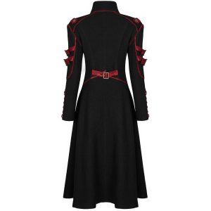 dernières PUNK RAVE Manteau Gothique ‘Bellona’ Noir Et Rouge 46