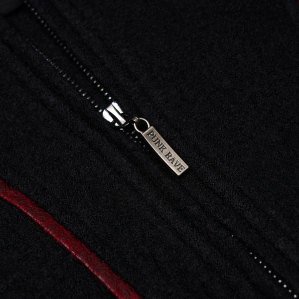 dernières PUNK RAVE Manteau Gothique ‘Bellona’ Noir Et Rouge 17