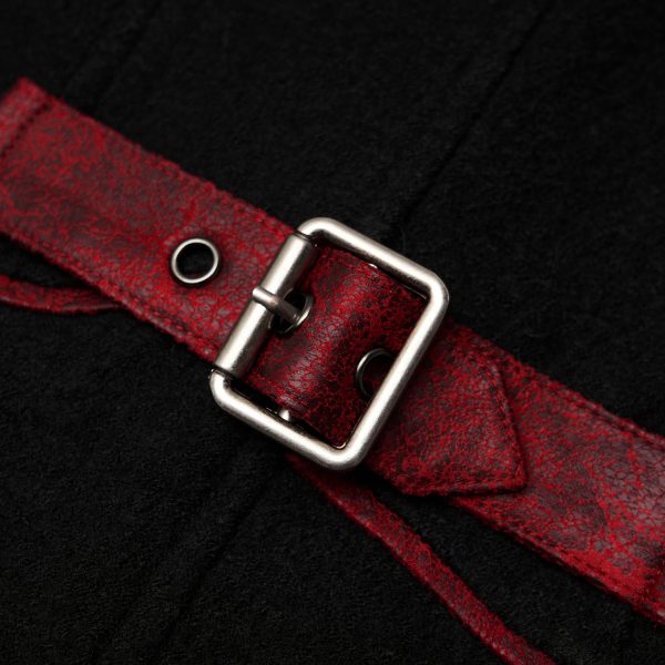 dernières PUNK RAVE Manteau Gothique ‘Bellona’ Noir Et Rouge 18