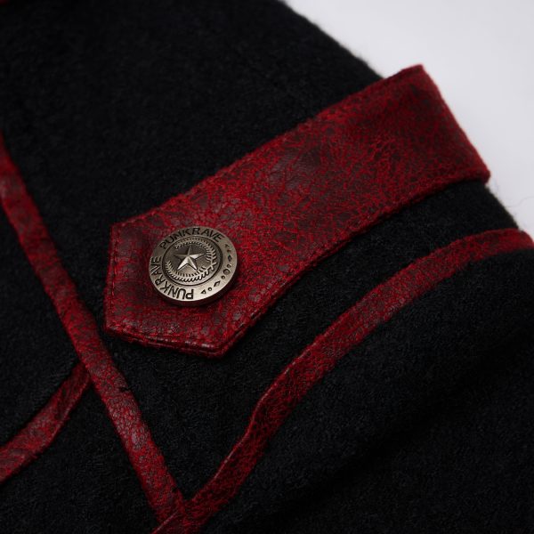 dernières PUNK RAVE Manteau Gothique ‘Bellona’ Noir Et Rouge 21