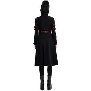 dernières PUNK RAVE Manteau Gothique ‘Bellona’ Noir Et Rouge 26
