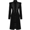 PUNK RAVE Manteau Mi-Long ‘Dark Doll’ En Velours Noir marque pas cher 19