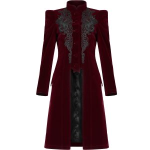 PUNK RAVE Manteau Mi-Long ‘Dark Doll’ En Velours Rouge Vente 38