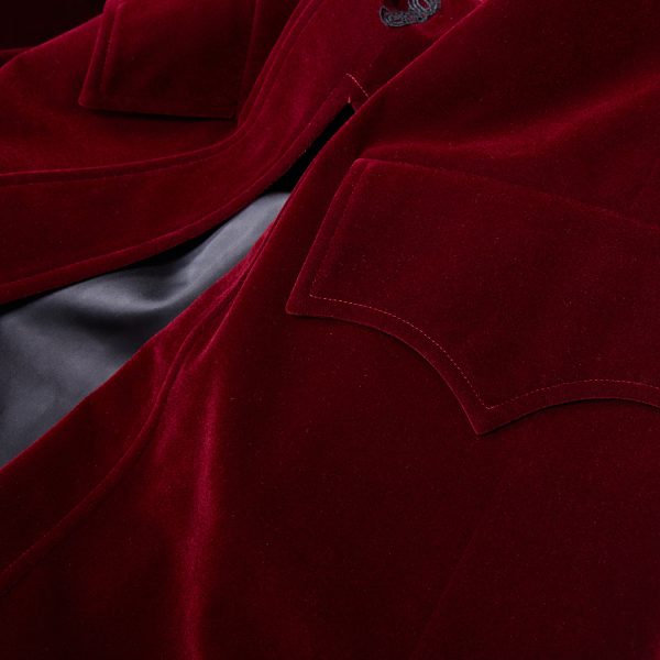 PUNK RAVE Manteau Mi-Long ‘Dark Doll’ En Velours Rouge Vente 15