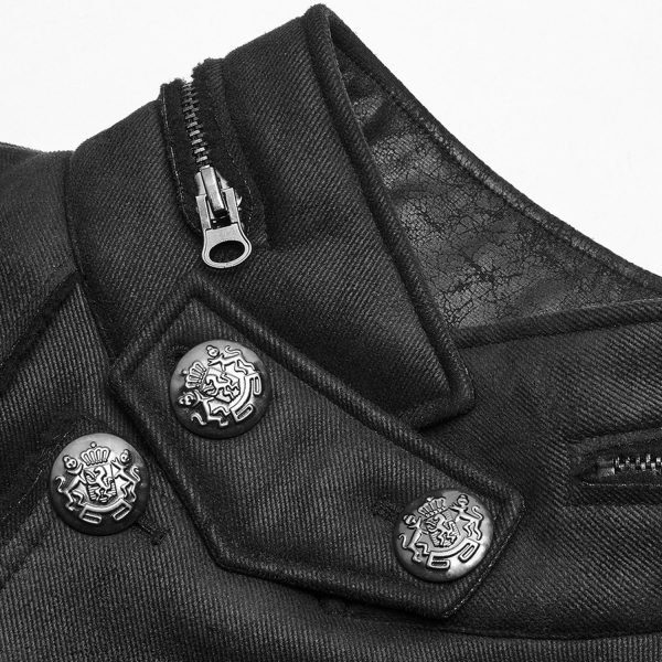 PUNK RAVE Manteau Style Militaire ‘Gotham’ Noir bas prix 10