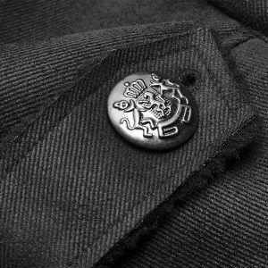 PUNK RAVE Manteau Style Militaire ‘Gotham’ Noir bas prix 32