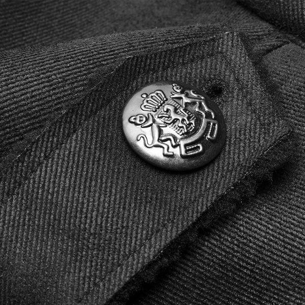 PUNK RAVE Manteau Style Militaire ‘Gotham’ Noir bas prix 11