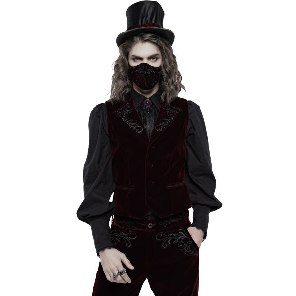 prix pas cher PUNK RAVE Masque ‘Hamlet’ En Velours Bordeaux 6