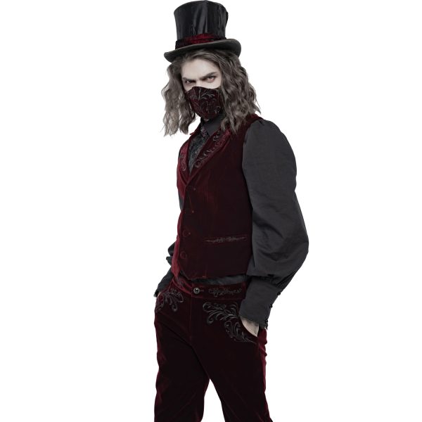 prix pas cher PUNK RAVE Masque ‘Hamlet’ En Velours Bordeaux 7