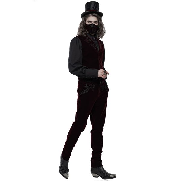 prix pas cher PUNK RAVE Masque ‘Hamlet’ En Velours Bordeaux 8