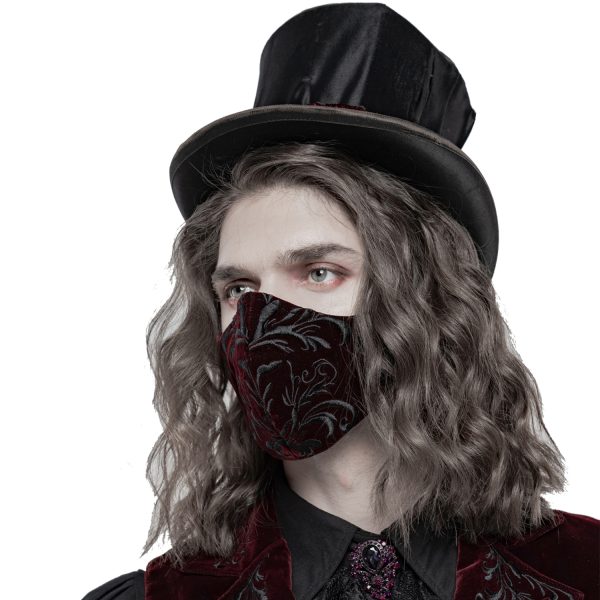 prix pas cher PUNK RAVE Masque ‘Hamlet’ En Velours Bordeaux 1