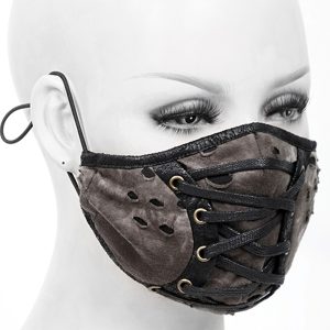 magasin en ligne france DEVIL FASHION Masque Lacé Sur Le Devant Noir Et Marron 9