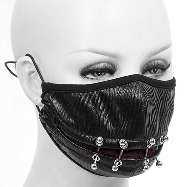 DEVIL FASHION Masque ‘Piercings’ Noir Et Rouge soldes 4