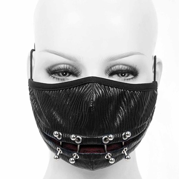 DEVIL FASHION Masque ‘Piercings’ Noir Et Rouge soldes 1