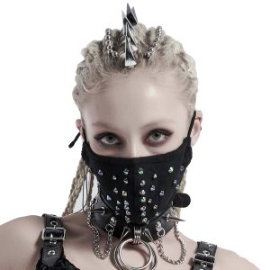 PUNK RAVE Masque ‘Rebellion’ Noir Avec Spikes Bleus à prix imbattables 13