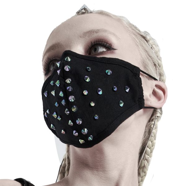 PUNK RAVE Masque ‘Rebellion’ Noir Avec Spikes Bleus à prix imbattables 5