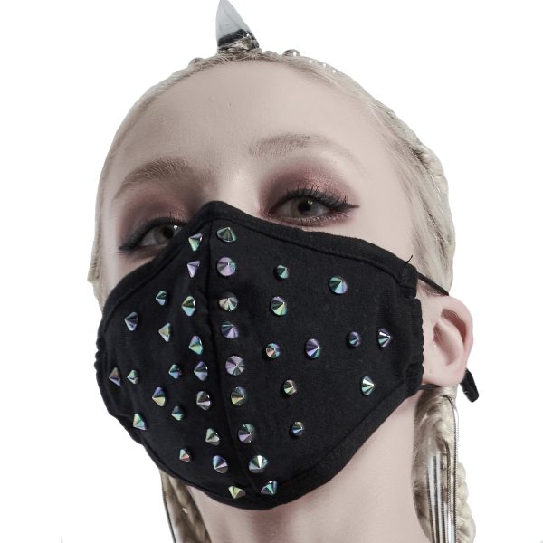 PUNK RAVE Masque ‘Rebellion’ Noir Avec Spikes Bleus à prix imbattables 6