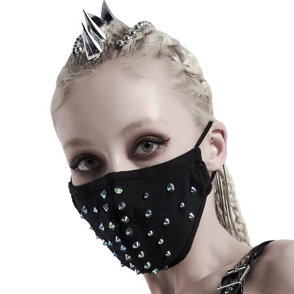 PUNK RAVE Masque ‘Rebellion’ Noir Avec Spikes Bleus à prix imbattables 1