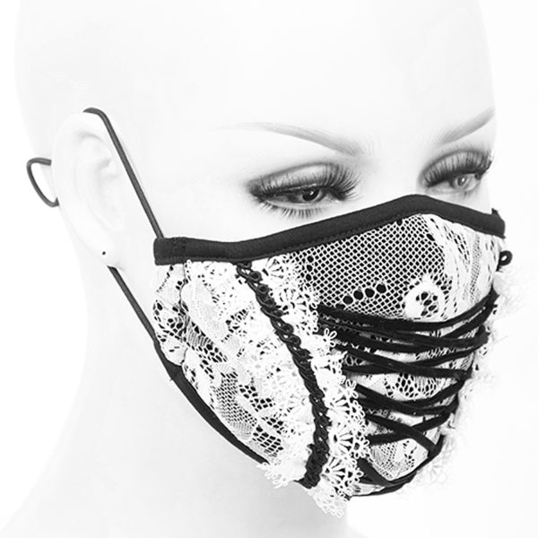 DEVIL FASHION Masque ‘White Lace’ Blanc Et Noir magasin paris 3