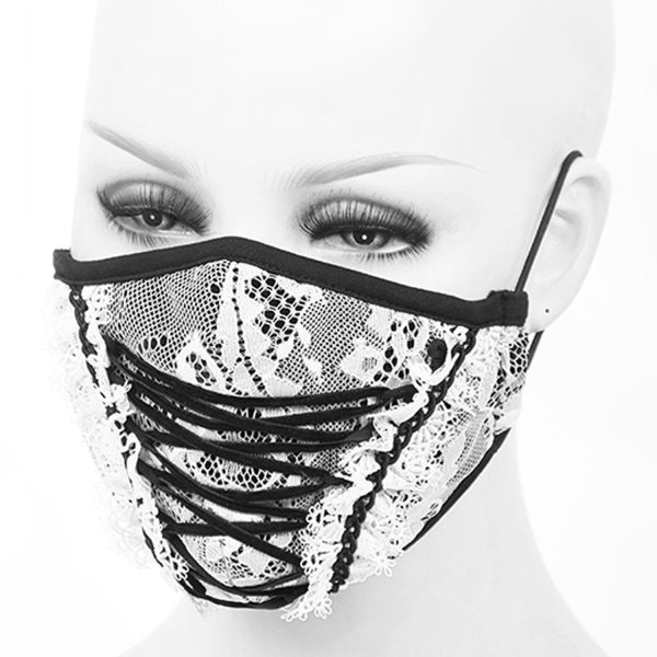 DEVIL FASHION Masque ‘White Lace’ Blanc Et Noir magasin paris 4