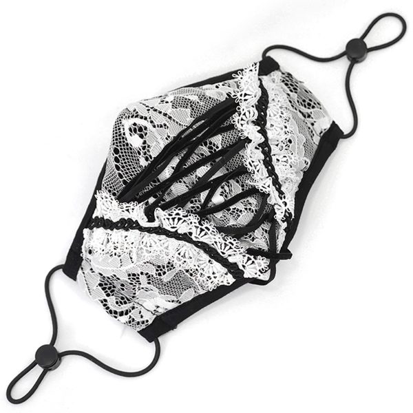 DEVIL FASHION Masque ‘White Lace’ Blanc Et Noir magasin paris 5