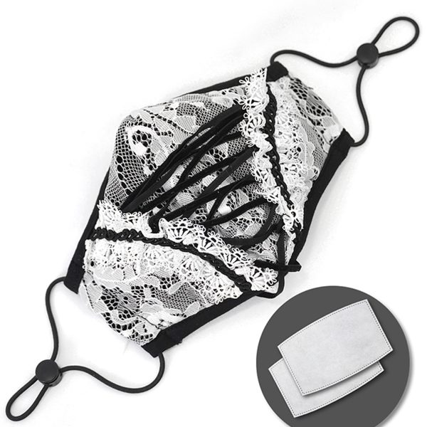DEVIL FASHION Masque ‘White Lace’ Blanc Et Noir magasin paris 6