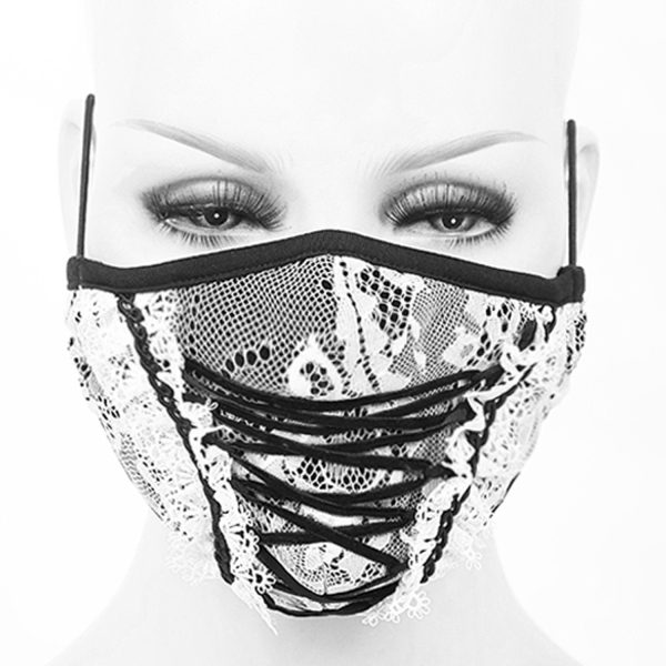 DEVIL FASHION Masque ‘White Lace’ Blanc Et Noir magasin paris 1
