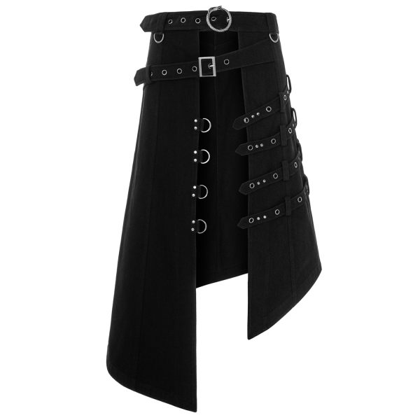PUNK RAVE Mi-Jupe Kilt Asymétrique ‘Dementor’ Noire magasin paris 12