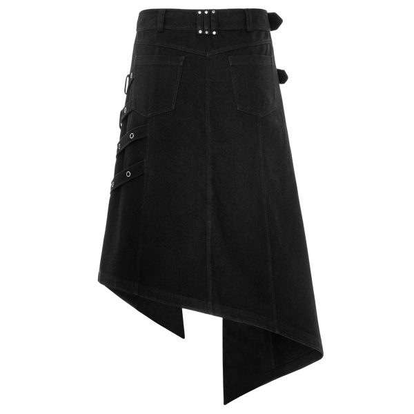 PUNK RAVE Mi-Jupe Kilt Asymétrique ‘Dementor’ Noire magasin paris 13
