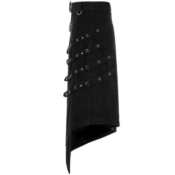 PUNK RAVE Mi-Jupe Kilt Asymétrique ‘Dementor’ Noire magasin paris 14