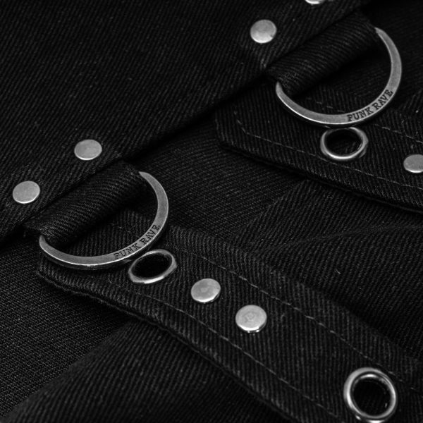 PUNK RAVE Mi-Jupe Kilt Asymétrique ‘Dementor’ Noire magasin paris 16