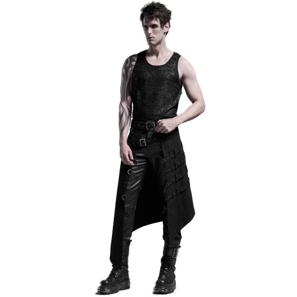 PUNK RAVE Mi-Jupe Kilt Asymétrique ‘Dementor’ Noire magasin paris 8