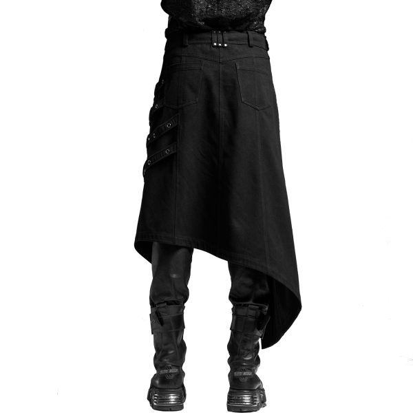 PUNK RAVE Mi-Jupe Kilt Asymétrique ‘Dementor’ Noire magasin paris 10