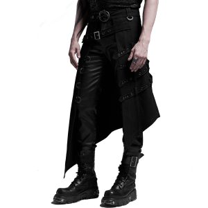 PUNK RAVE Mi-Jupe Kilt Asymétrique ‘Dementor’ Noire magasin paris 36