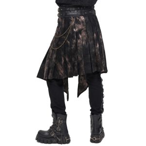 france DEVIL FASHION Mi-Jupe Kilt Asymétrique ‘Taurus’ Noire Et Cuivre 42