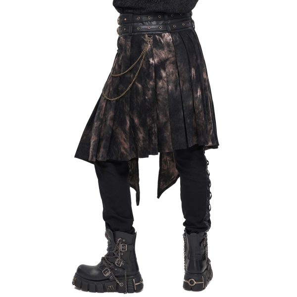france DEVIL FASHION Mi-Jupe Kilt Asymétrique ‘Taurus’ Noire Et Cuivre 12