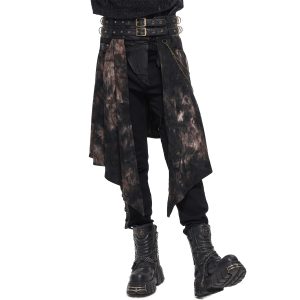 france DEVIL FASHION Mi-Jupe Kilt Asymétrique ‘Taurus’ Noire Et Cuivre 44