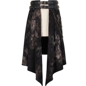 france DEVIL FASHION Mi-Jupe Kilt Asymétrique ‘Taurus’ Noire Et Cuivre 48